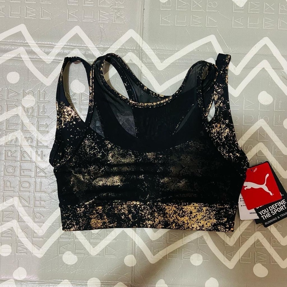 Puma tank top sports bra crop top gold black - Picture 3 of 5
